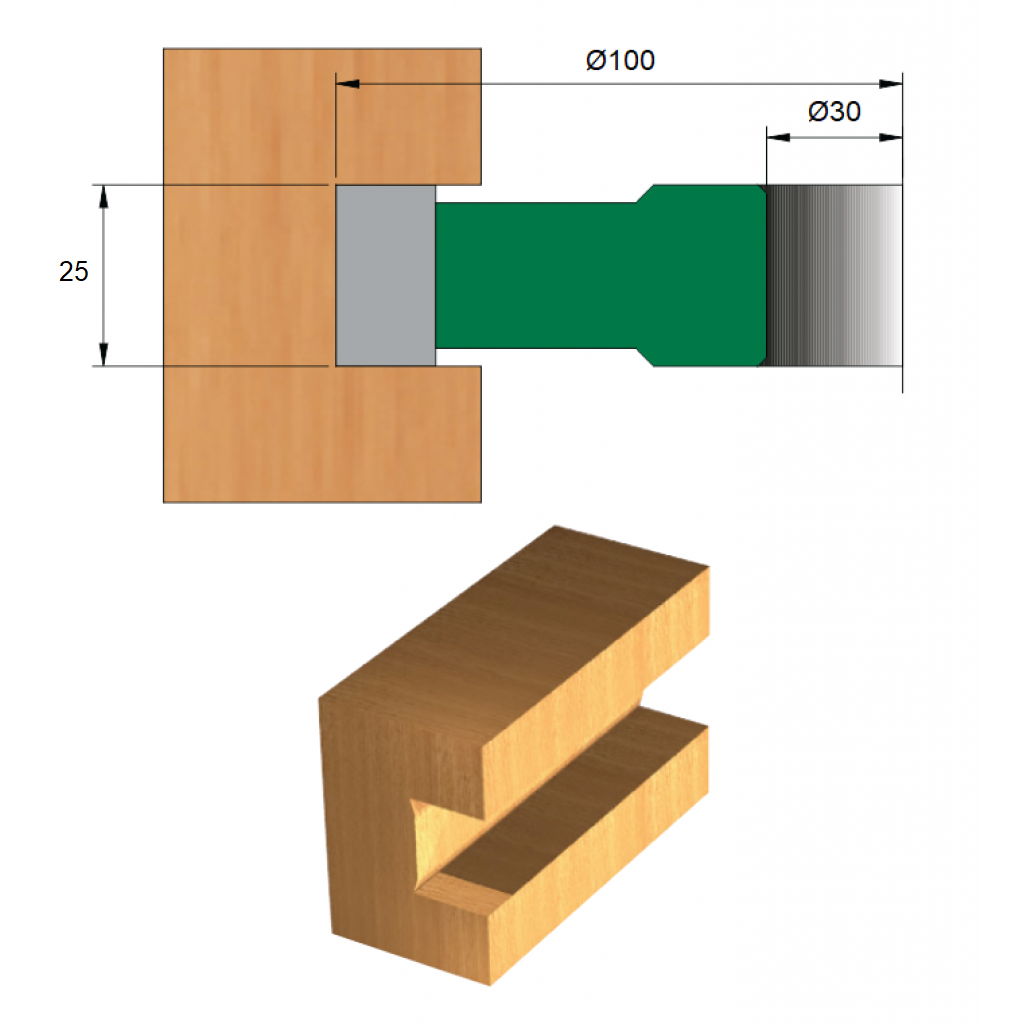 Fresa para Ranhura Ø100 x 25 x 30 – 6 Dentes - Cód. 1800.09